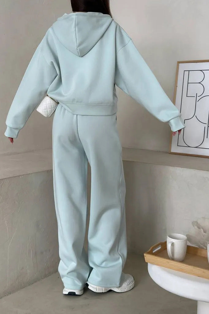 Hooded Zip Sweatshirt & Drawstring Pants Set