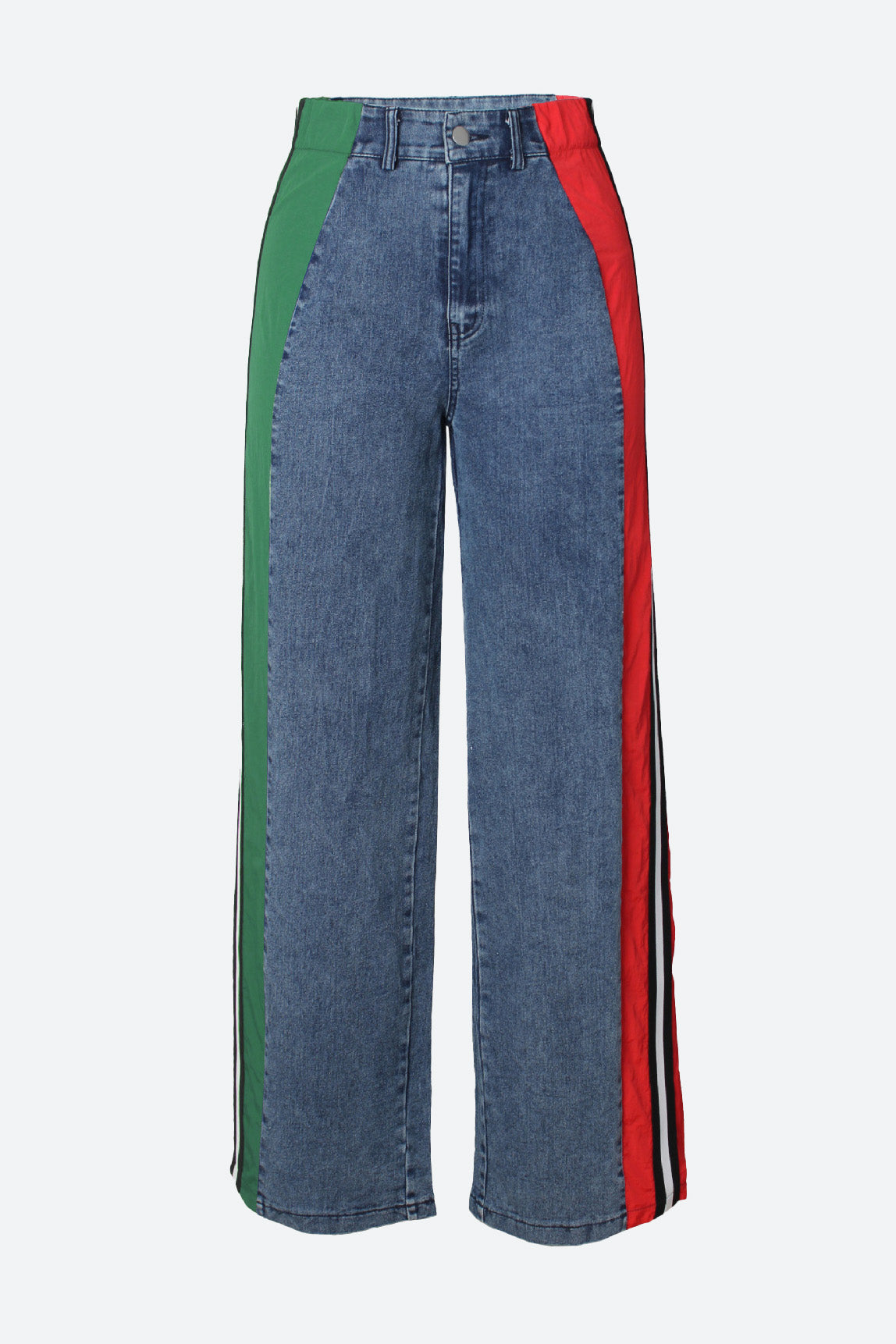 Wide Jeans with Wide Contrast Side Lines