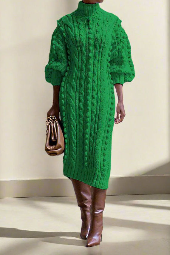 Midi Length Knitted Sweater Dress