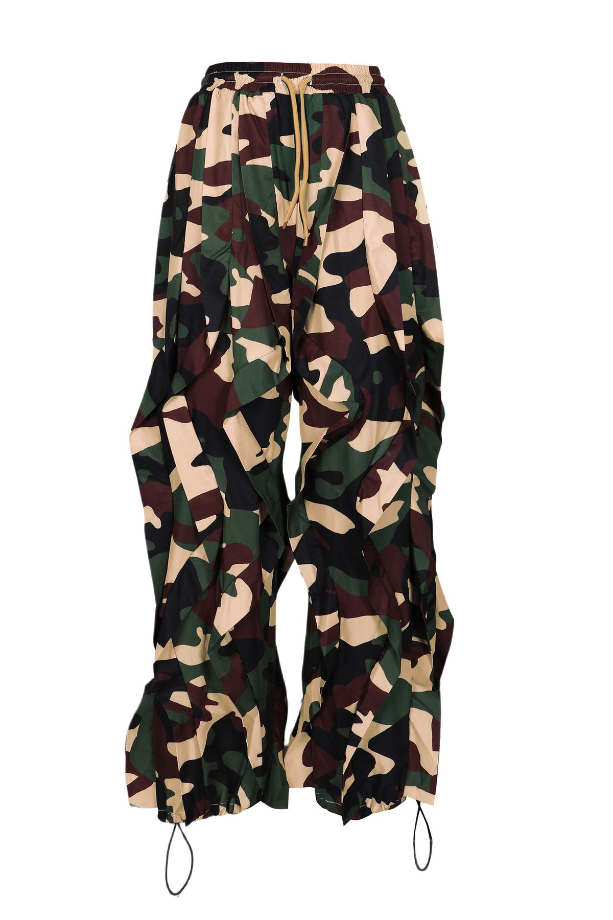 Statement Layered Ruffle Drawstring Harem Pants