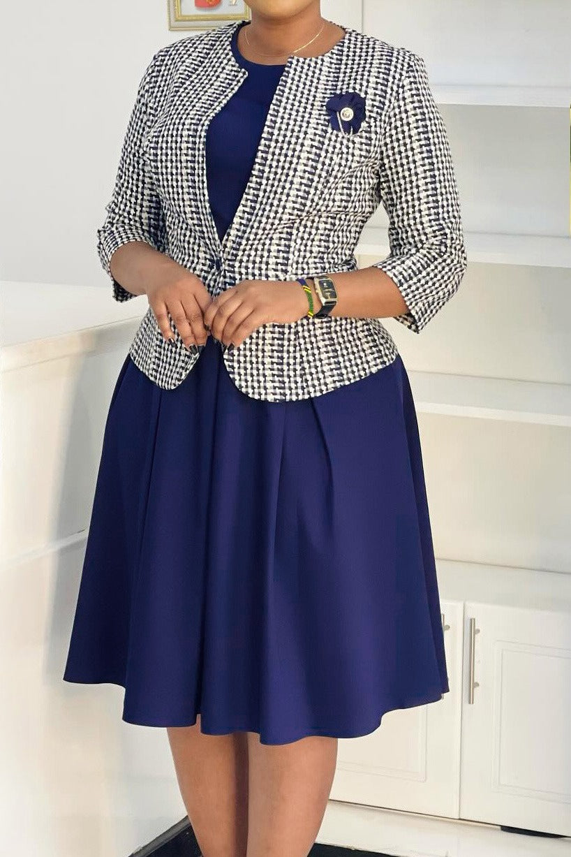 2-Piece Tailored Jacket & A-Line Dress Set