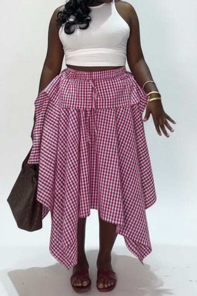 Plaid Asymmetrical Handkerchief Skirt