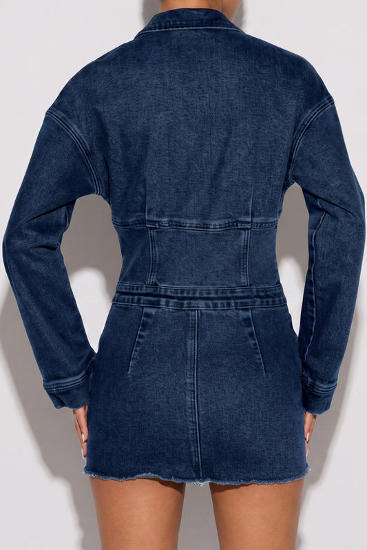 Zip-Up Denim Corset Mini Dress