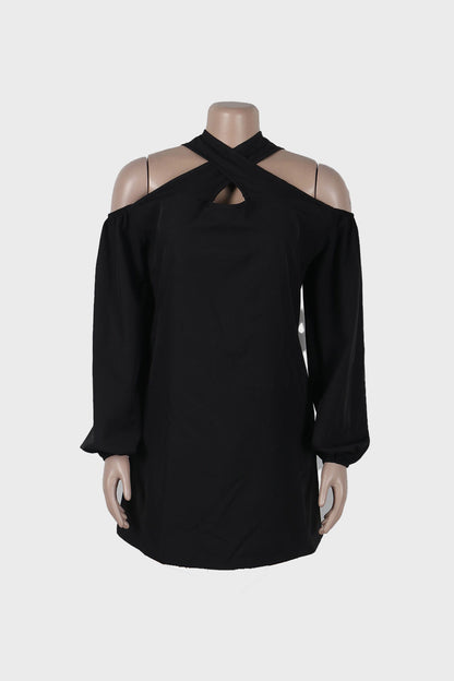 Solid Cold-Shoulder Dress