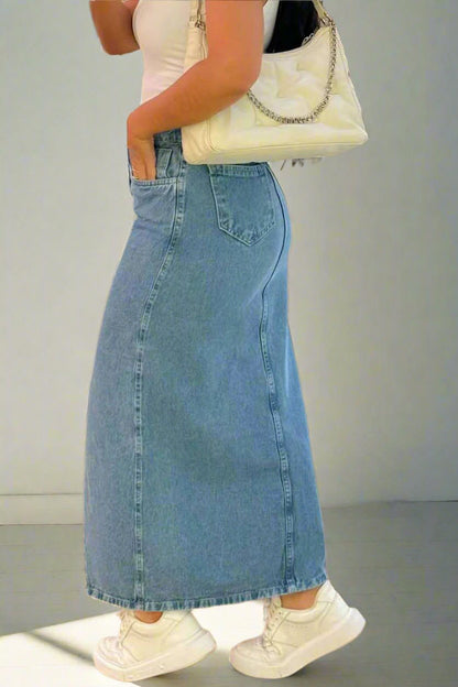 Slit Denim Skirt