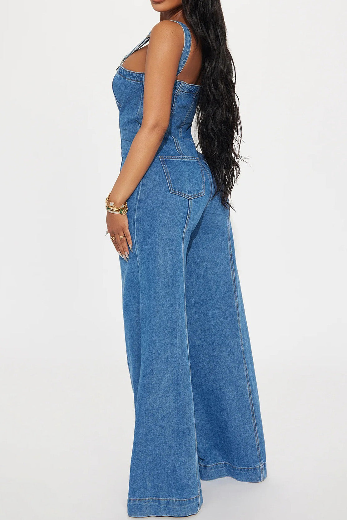 Sleeveless Denim Overall Jumpsuit