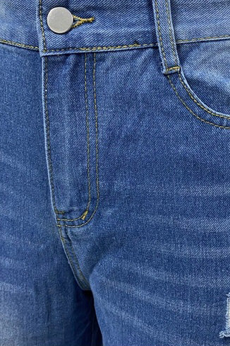 High Waist Light Washed Ripped Jeans
