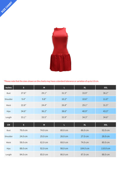 Sleeveless Round Neck Pleated Mini Dress