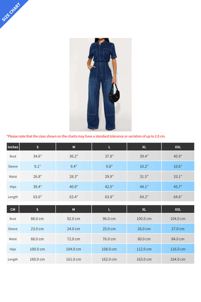 Denim Button-Front Carpenter Jumpsuit