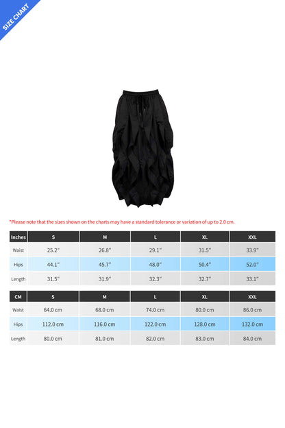 Ruched Drawstring Parachute Maxi Skirt