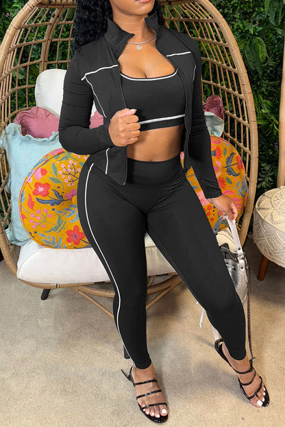 Sport Bra Zip Jacket Leggings Set