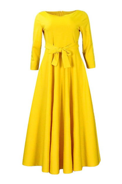 Elegant Tie-Waist A-Line Maxi Dress