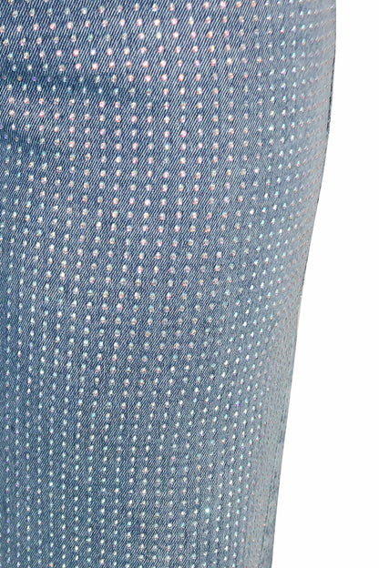 Rhinestone Straight-Leg Denim Jeans