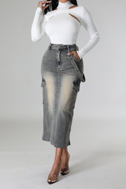 Denim Cargo Skirt