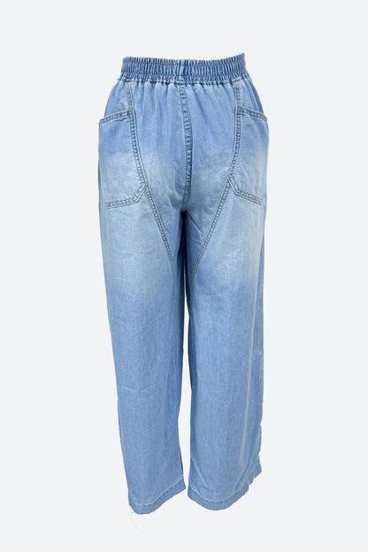 Loose Straight Leg Washed Denim Jeans Pants