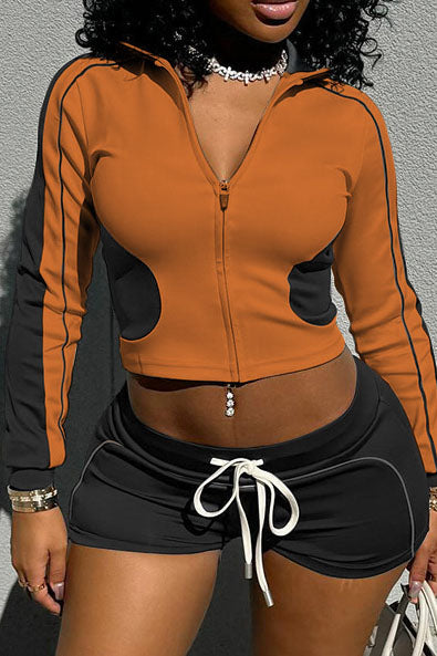 Zip-up Long Sleeve Drawstring Low Rise Pant set