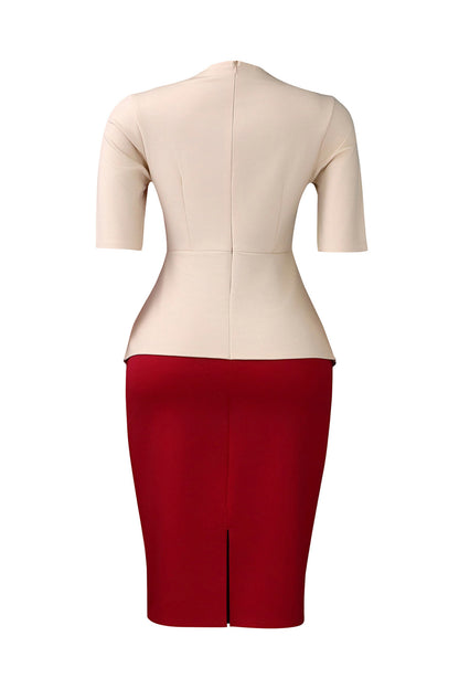Elegant Tie-Neck Puffy Sleeve A-Line Midi Dress