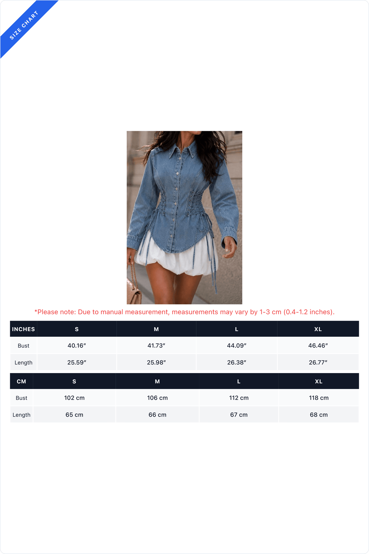 Lace-Up Waist Denim Shirt