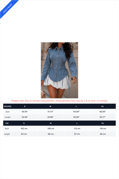 Lace-Up Waist Denim Shirt