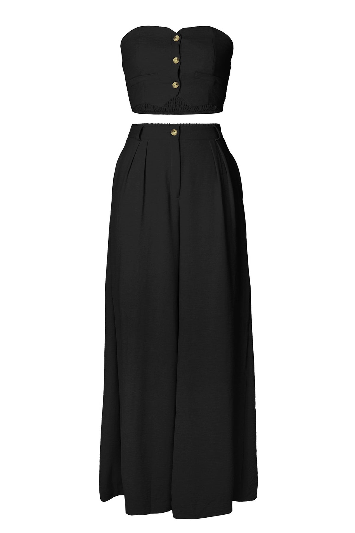 Stretch Tube Top Vest and Wide Leg Pants Set