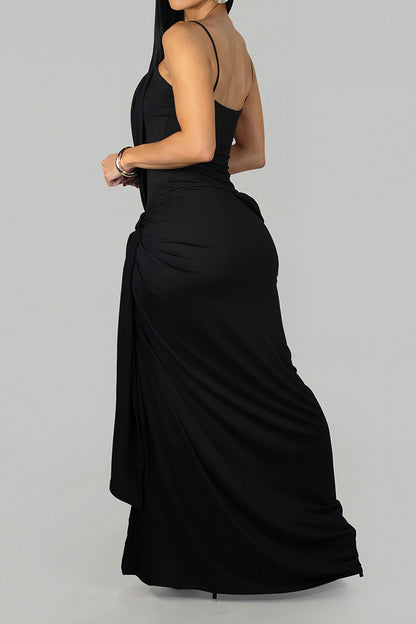 Asymmetrical Draped Maxi Dress