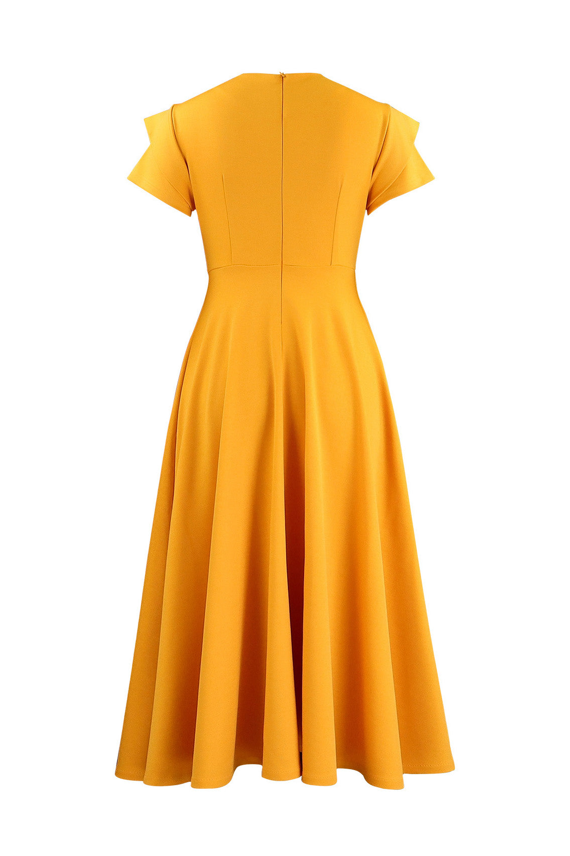 3D Floral Notched Neck A-Line Midi Dress
