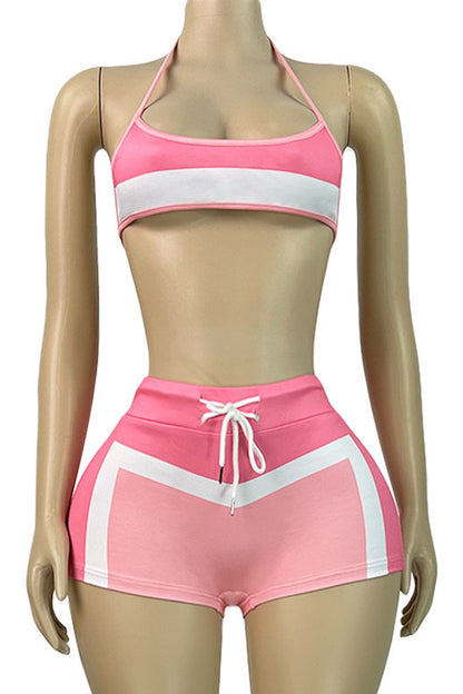 Printed Tie Front Crop Top and Shorts Set