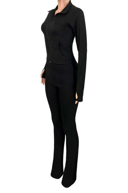 Sculpted Foldover Waist Flare Pants Set