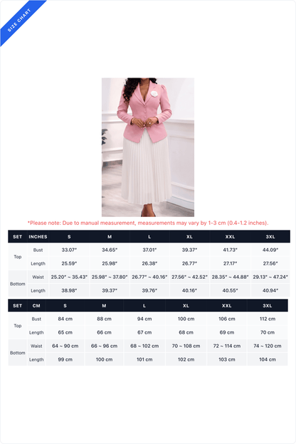 Fitted Blazer & Pleated Midi Skirt Set