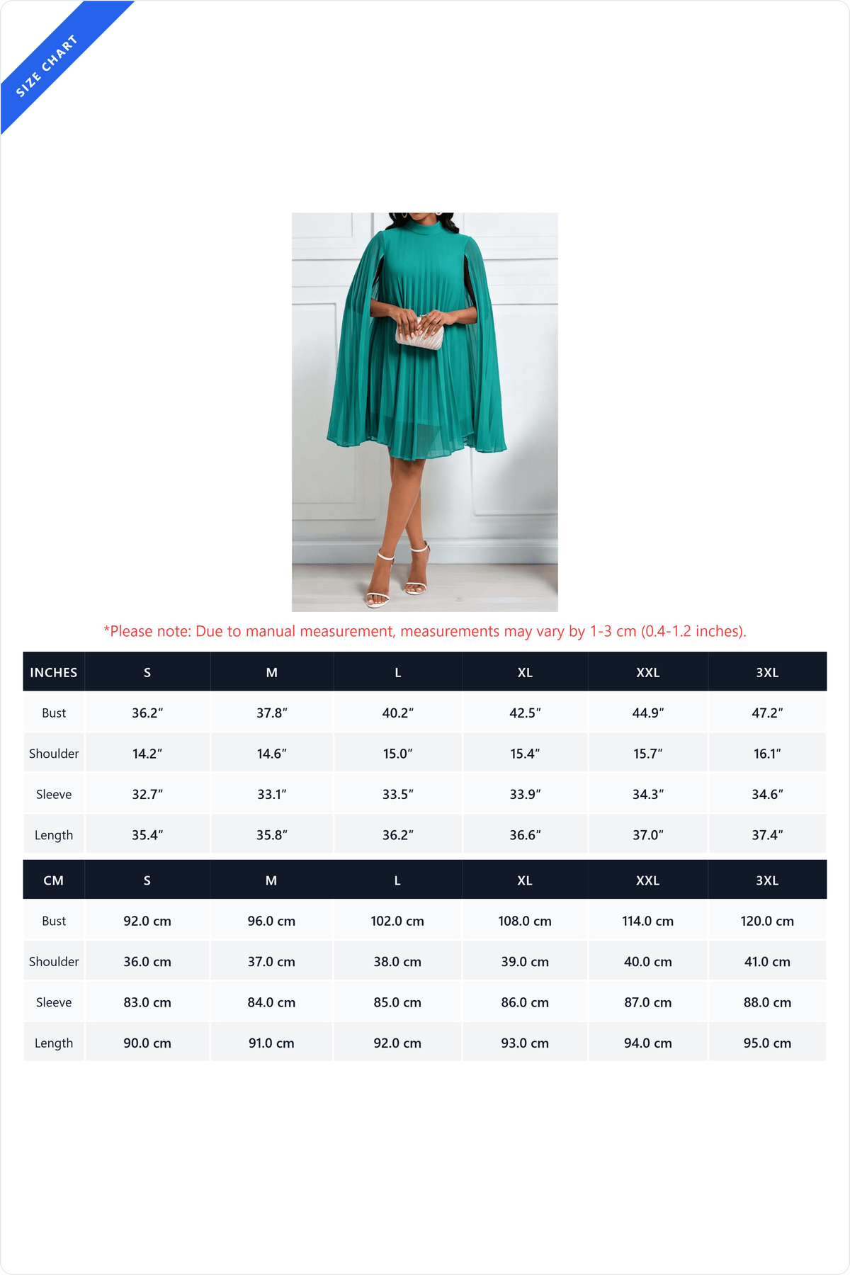 Pleated Cape Sleeve A Line Midi Dress