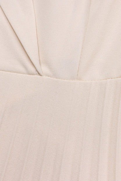 Two-Tone Belted Pleated Dress