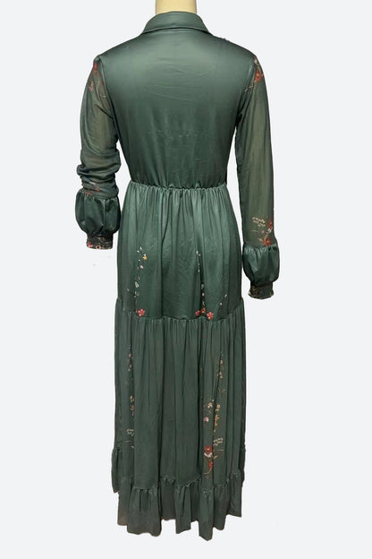 Long Sleeve Printed Maxi Dress