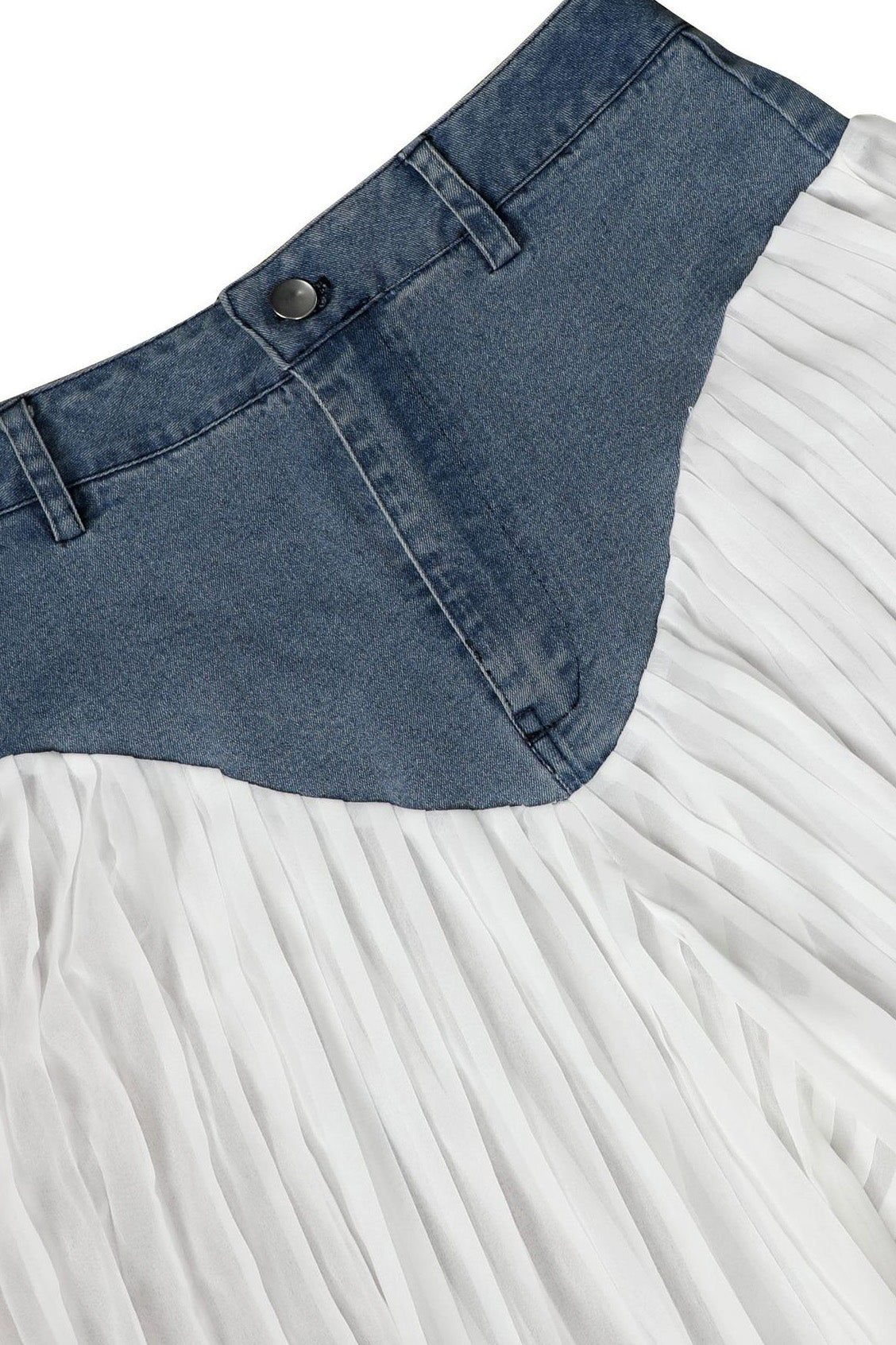 Denim Corset & Pleated Chiffon Pants Set