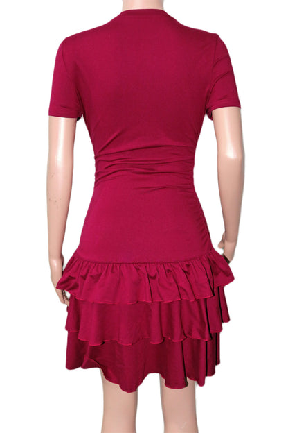 Ruched Tiered Ruffle Mini Dress