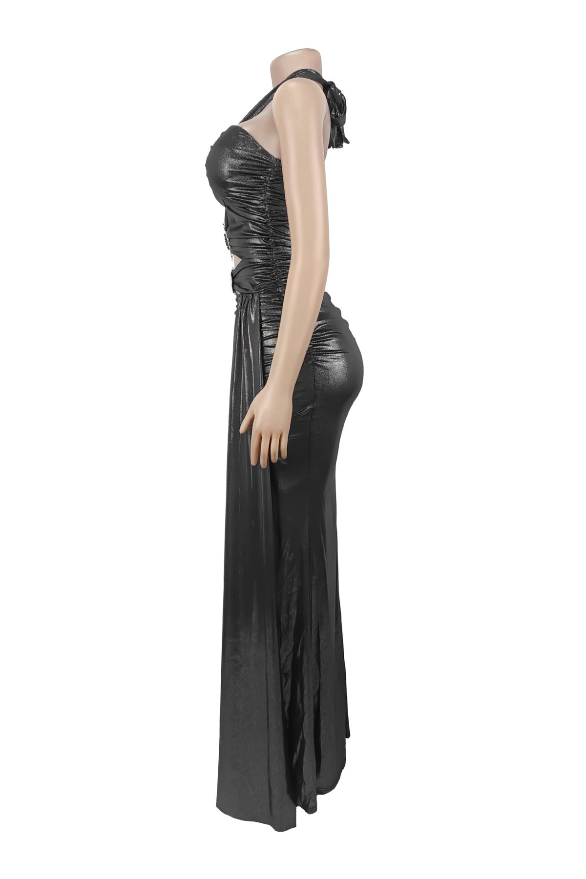 Metallic Hardware Cutout Maxi Dress