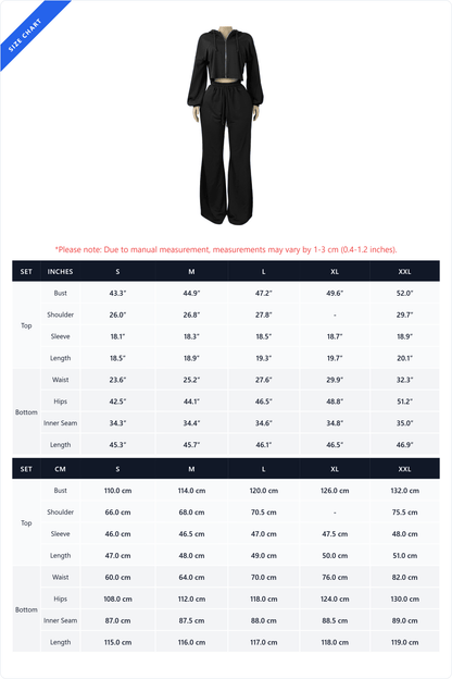 Cropped Zip Hoodie & Wide Leg Sweatpants Set