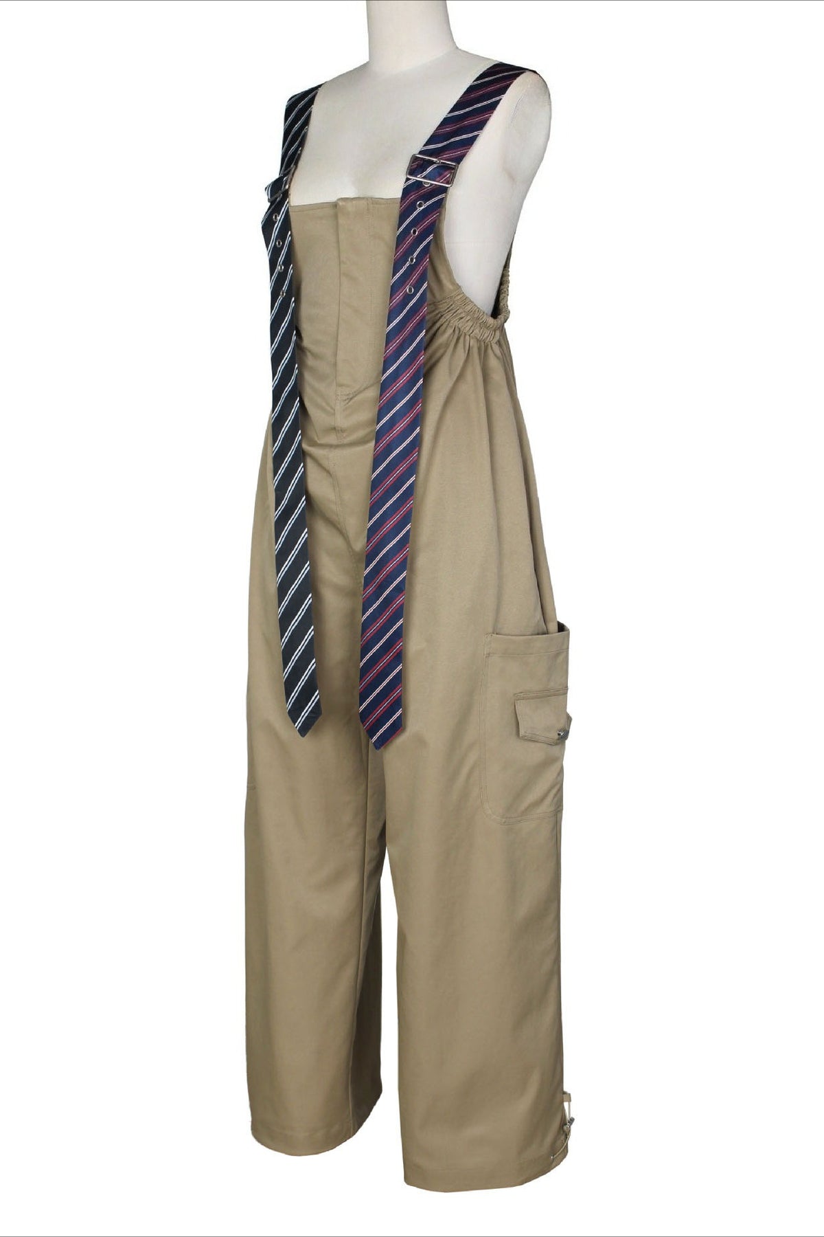 Wide-Leg Cargo Overalls with Buckle Straps