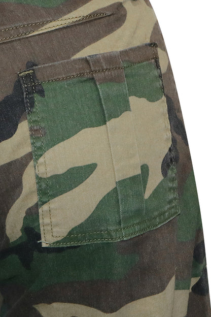 Camo Asymmetrical Skirt Overlay Wide Leg Pants