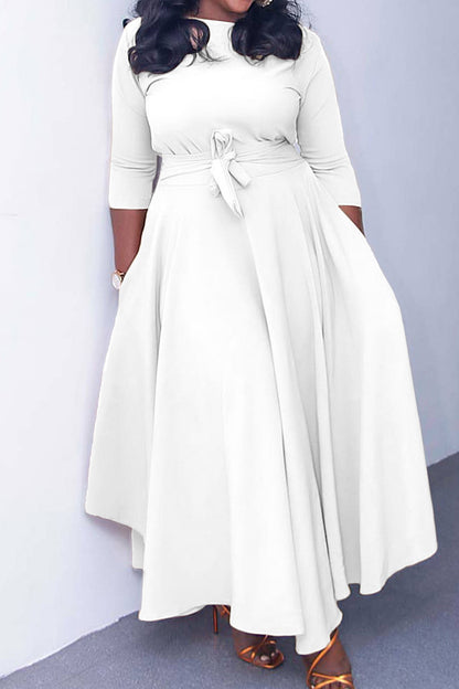 Elegant Tie-Waist A-Line Maxi Dress