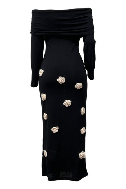 Off Shoulder Knit Maxi Dress