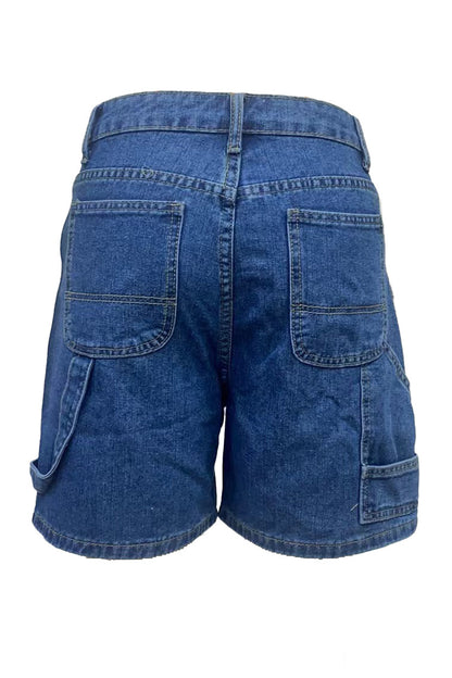 High-Waisted Relaxed Utility Denim Shorts