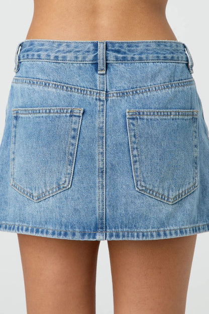 Washed Elastic High Waist Shorts Denim Skirts