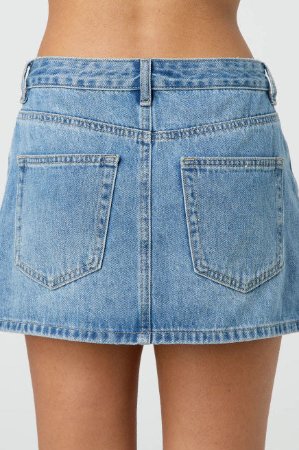 Washed Elastic High Waist Shorts Denim Skirts