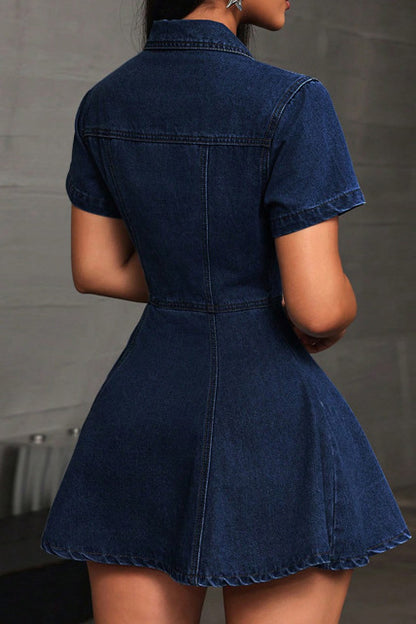 Short Sleeve Denim Mini Dress