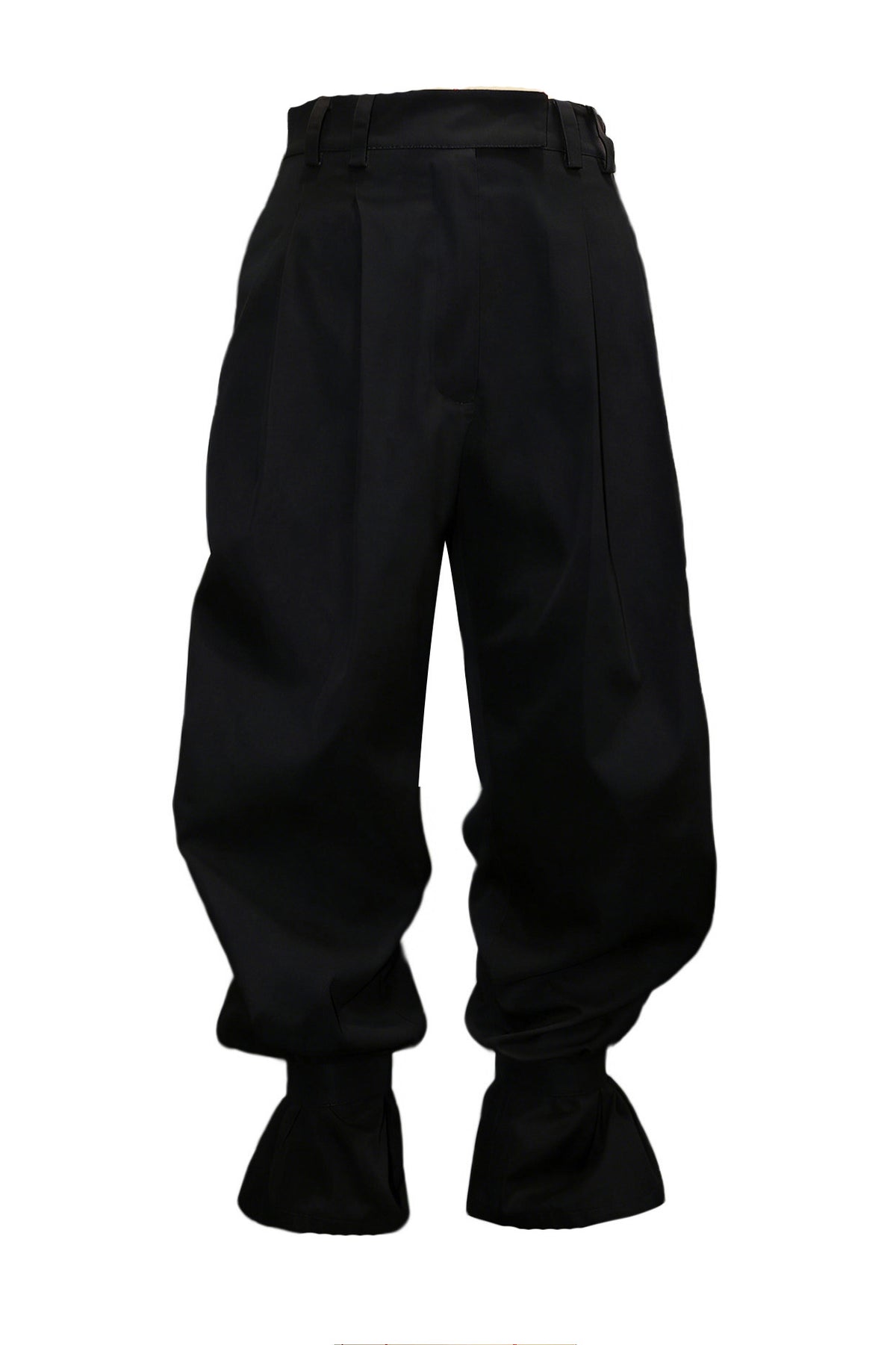 Pleated Ruffle-Cuff Balloon Trousers