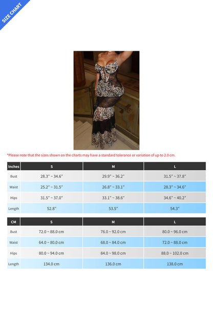 Leopard Print Lace Patchwork Cami Maxi Dress