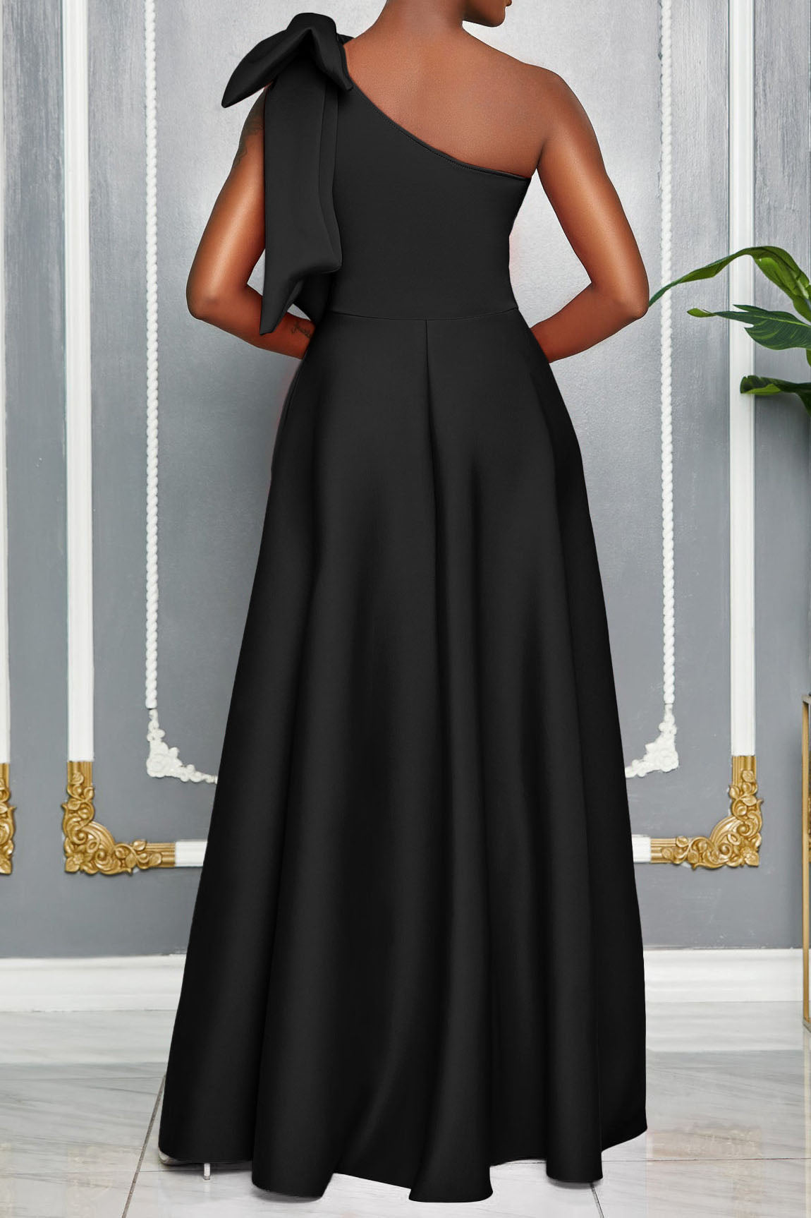 Single Shoulder Bow Detail Maxi Dress