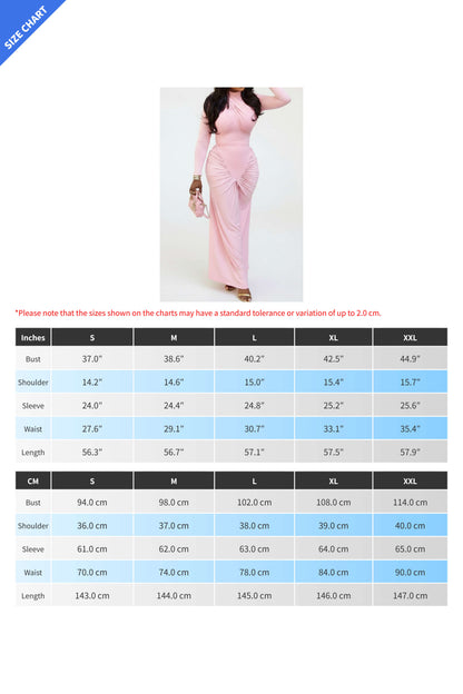 High Neck Long Sleeve Bodycon Maxi Dress