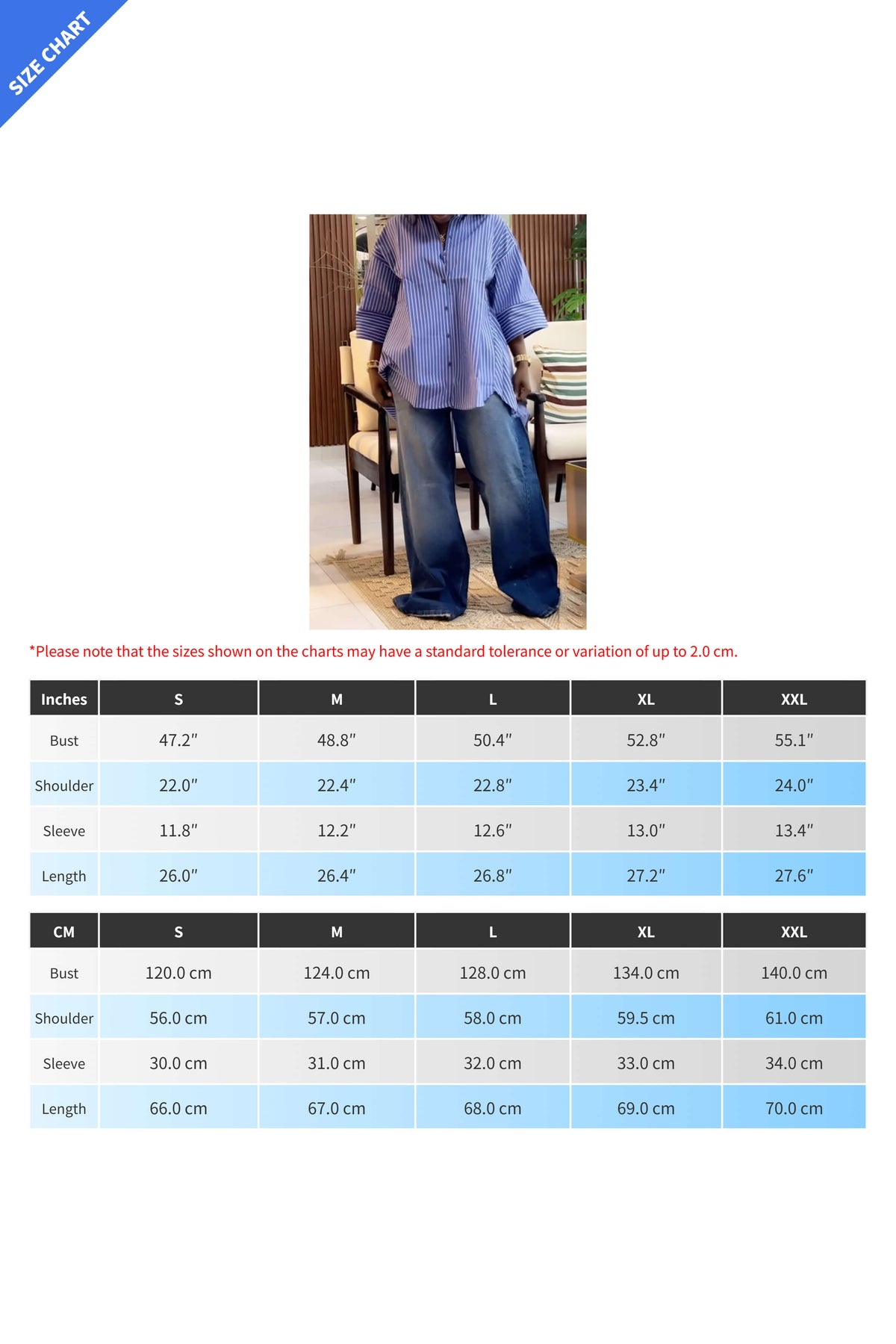 Blue Striped Loose Fit Long Sleeve Shirt