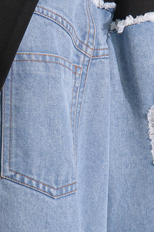 Color Blocking Loose Denim Jacket